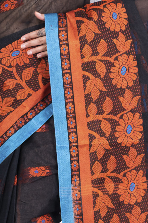 Black Pure Cotton Fultop_Tant Tant Saree (854)